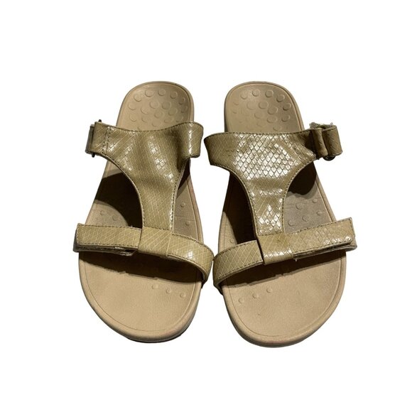 Vionic Women's Pacific Ellie Sandals Slides Oat Snake Prints Leather Size 8 - Picture 1 of 6